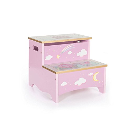 Guidecraft Hand-Painted Princess Themed Kids Pink Storage Step-Up