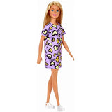 Barbie Doll, Blonde, Wearing Purple and Yellow Heart-Print Dress and Platform Sneakers, for 3 to 7 Year Olds