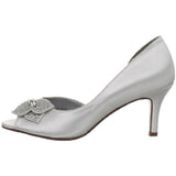 Dyeables Women's Tyra Peep-Toe Pump,White Satin,6.5 M US