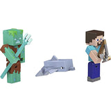 Minecraft Treasure Hunt Adventure Pack Figures, Accessories and Papercraft Blocks, Complete Play in a Box, Toy for Kids Ages 6 Years and Older