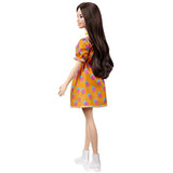 Barbie Fashionistas Doll #160 with Brunette Hair Polka Dot Off-The-Shoulder Dress, Toy for Kids 3 to 8 Years Old