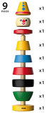 BRIO Infant & Toddler 30120 - Stacking Clown - 9 Piece Wood Stacking Toy for Kids Ages 1 and Up