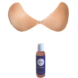 NuBra Seamless U Adhesive Bra with Demi Cups SE558 and Cleanser N112, Nude, Sz S