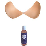 NuBra Seamless U Adhesive Bra with Demi Cups SE558 and Cleanser N112, Nude, Sz L