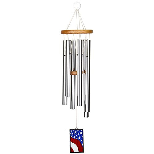 Woodstock Star Spangled Banner Stained Glass Wind Chime Garden Windchimes USAS