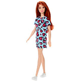 Barbie Doll, Red Hair, Wearing Yellow and Purple Heart-Print Dress and Platform Sneakers, for 3 to 7 Year Olds, Model:GHW48