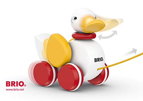 BRIO World - 30323 Pull Along Duck Baby Toy | The Perfect Playmate for Your Toddler,White