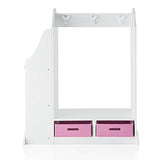 Guidecraft Dress Up Vanity  White: Dresser, Armoire with Storage Bins and Mirror for Kids, Toddlers Playroom Organizer, Children Furniture