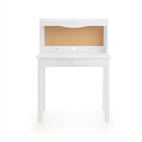 Guidecraft Classic Kids Desk and Chair Set - White: Kids Study Table with Hutch, Cork Board and Drawer, Children's Furniture