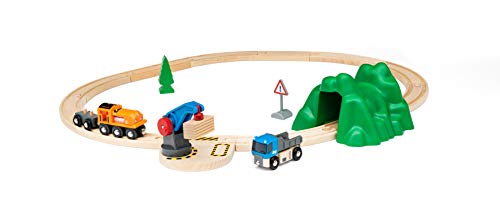 Brio Starter Lift&Load Set Wooden Toy Train, Multi