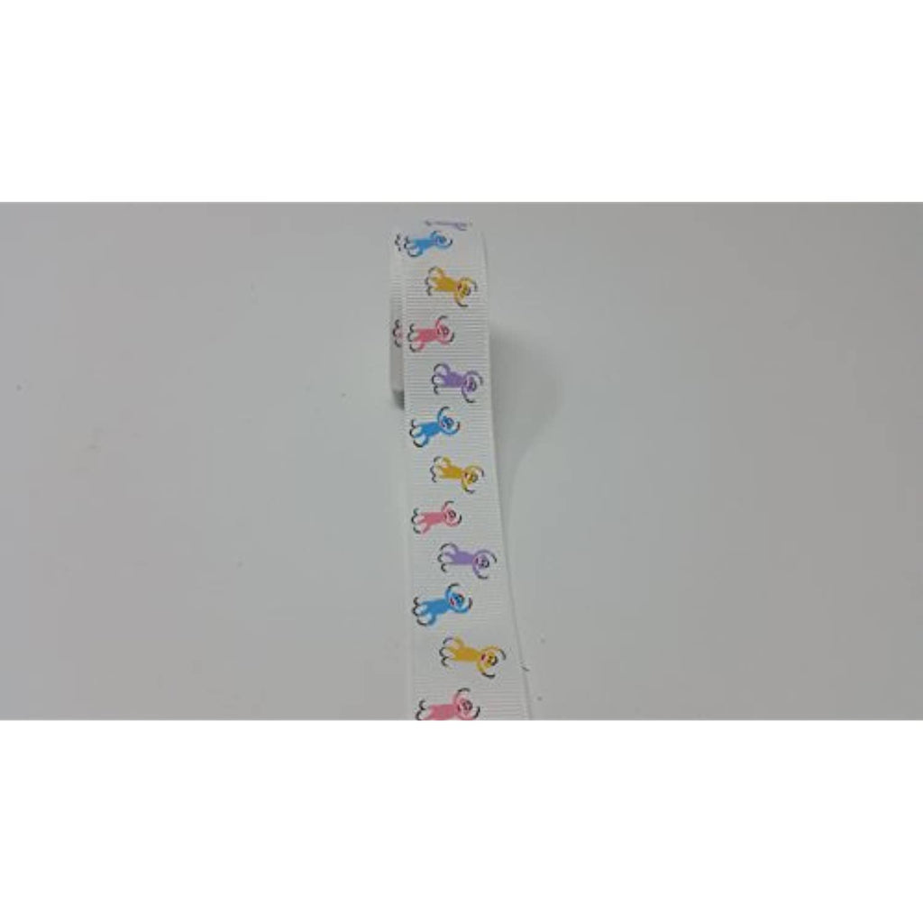 Polyester Grosgrain Ribbon for Decorations, Hairbows & Gift Wrap by Yame Home (7/8-in by 3-yds, 00109208 - pastel monkey assortment w/white background)