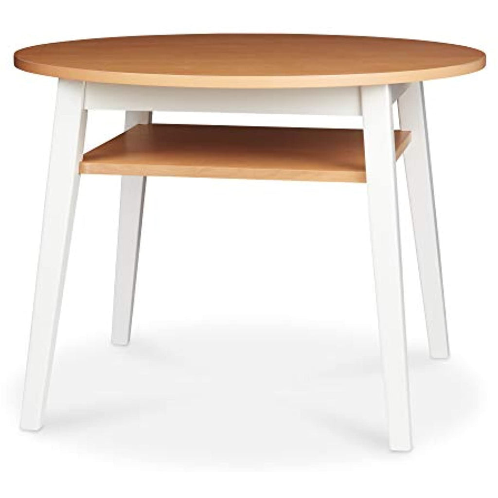Melissa & Doug Wooden Round Table and 2 Chairs Set – Light Woodgrain/White