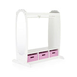 Guidecraft Dress Up Storage  White: Dramatic Play Costume Rack with Mirror and Tray - Kids Armoire, Dresser with Fabric Storage Bins