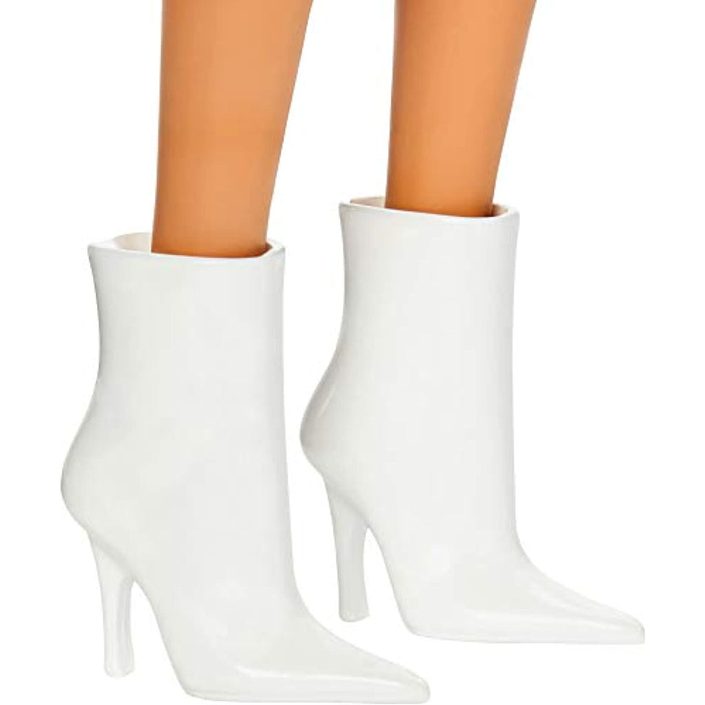 Barbie Fashionistas Doll with No-Hair Look Wearing Pink Floral Dress, White Booties & Earrings, Toy for Kids 3 to 8 Years Old, Multi