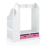 Guidecraft Dress Up Vanity  White: Dresser, Armoire with Storage Bins and Mirror for Kids, Toddlers Playroom Organizer, Children Furniture