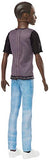 Barbie Ken Fashionistas Doll with Sculpted Brunette Hair Wearing a Number 4 T-Shirt, Denim Pants & Shoes, Toy for Kids 3 to 8 Years Old