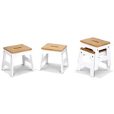 Melissa & Doug Wooden Stools - Set of 4 Stackable, 11-Inch-Tall - Natural/White