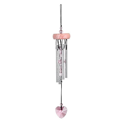 Woodstock Crystal Heart Charm Wind Chime - Pink