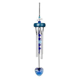 Woodstock Crystal Heart Charm Wind Chime - Blue