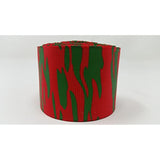 Polyester Grosgrain Ribbon for Decorations, Hairbows & Gift Wrap by Yame Home (1 1/2-in by 3-yds, 00031721 - green tiger stripes w/red background)