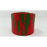 Polyester Grosgrain Ribbon for Decorations, Hairbows & Gift Wrap by Yame Home (1 1/2-in by 1-yd, 00031721 - green tiger stripes w/red background)