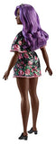 Barbie Fashionistas Doll with Purple Hair Wearing Black Floral Dress, for 3 to 8 Year Olds