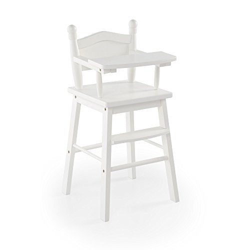 Guidecraft White Wooden Doll High Chair with Tray - Fits 18" American Girl Dolls G98123