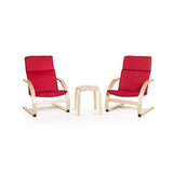 Guidecraft Kiddie Rocker Red Cushioned Chairs Set with Small Table for Kids : Toddlers Preschool Learning Furniture
