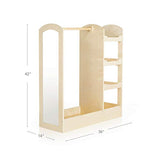 Guidecraft See and Store Dress-up Center  Natural: Armoire for Kids with Mirror & Shelves, Clothes Rack and Shoe Storage Dresser with Bottom Tray - Toddlers Room Furniture