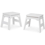 Melissa & Doug Wooden Stools - Set of 2 Stackable, 11-Inch-Tall - White