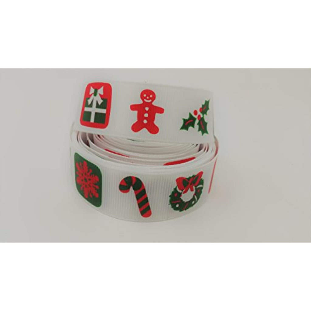 Polyester Grosgrain Ribbon for Decorations, Hairbows & Gift Wrap by Yame Home (7/8-in by 50-yds, ys07070217c - Christmas theme)