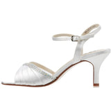 Touch Ups Women's Val Leather Sandal,White Satin,10 W US