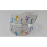 Polyester Grosgrain Ribbon for Decorations, Hairbows & Gift Wrap by Yame Home (7/8-in by 3-yds, 00109208 - pastel monkey assortment w/white background)
