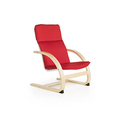 Guidecraft Nordic Rocker, Red Cushioned Chair Kids Furniture