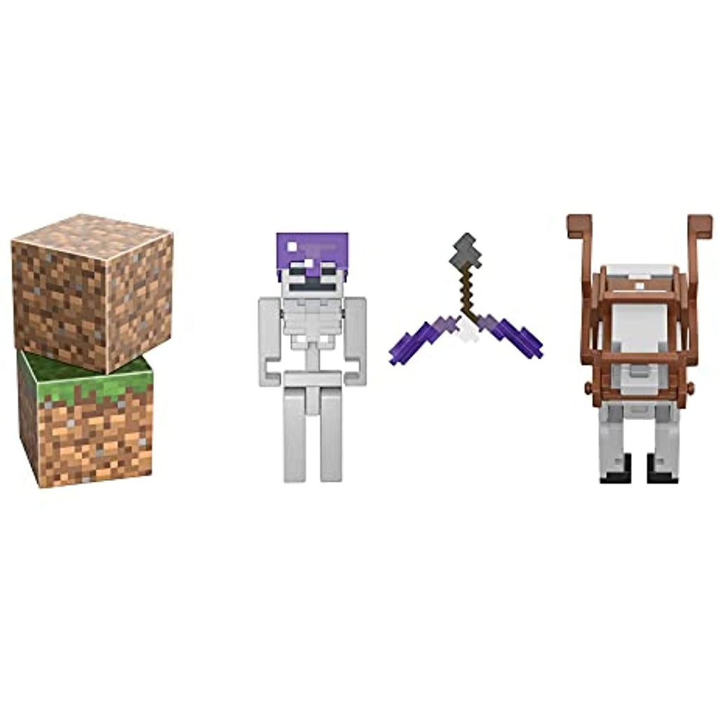 Minecraft Skeleton Craft-a-Block 2-Pk, Action Figures & Toys to Create, Explore and Survive, Authentic Pixelated Designs, Collectible Gifts for Kids Age 6 Years and Older