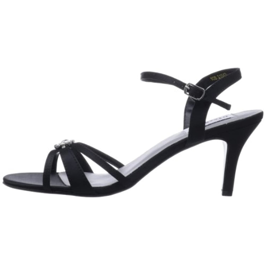 Dyeables Women's Peach Leather Sandal,Black Satin,7 B US
