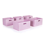 Guidecraft Set of 5 Storage Bin Pink - Toy Storage Organizer for Nursery, Playroom, Kids & Living Room