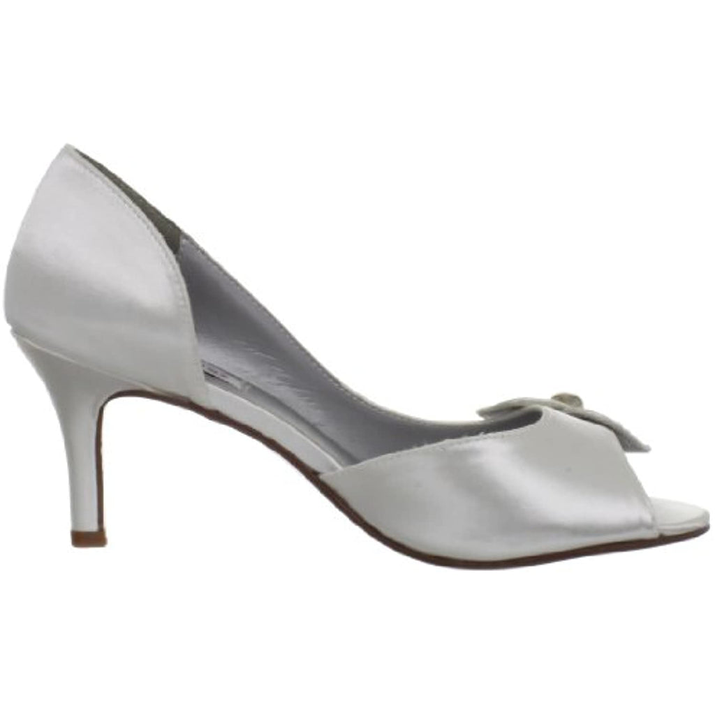 Dyeables Women's Tyra Peep-Toe Pump,White Satin,9 M US