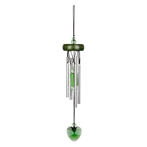 Woodstock Crystal Heart Charm Wind Chime - Green