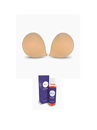 NuBra Feather Lite Adhesive Bra F700 and Cleanser N112, Nude/Fair, Cup C