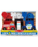 Melissa & Doug Lock and Roll Rescue Garage - 3 Wooden Vehicles, Garage With Locking Door and Keys