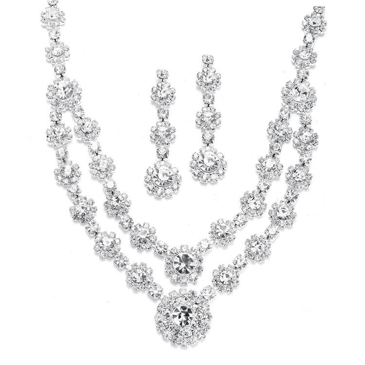 Two Row Rhinestone Neck Set 3228S-CR