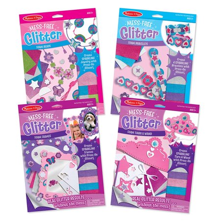 Melissa & Doug Mess Free Glitter Value Pack - Foam Beads, Bracelets, Frames & Tiara