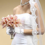 Floor Length Bridal Mantilla Veil with Lace 3325V