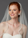 Rhinestone Edge Wedding Veil with Pearls & Beads 3327V