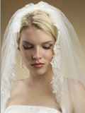 Alencon Lace Embroidered Mantilla Wedding Veil 3331V