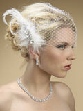 Lavish Swarovski Crystal and Pearl Feather Fascinator - 3332H