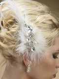 Lavish Swarovski Crystal and Pearl Feather Fascinator - 3332H