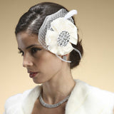 THIS PRICE IS NOT A TYPO! Jeweled Satin Flower Hair Clip with Tulle and Feathers 3340H