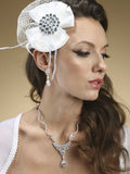 THIS PRICE IS NOT A TYPO! Jeweled Satin Flower Hair Clip with Tulle and Feathers 3340H